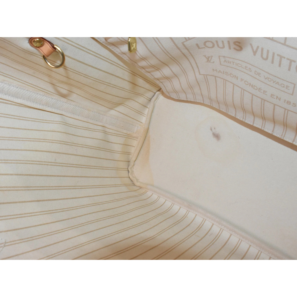 LOUIS VUITTON Neverfull Damier Azur White Ivory White Canvas Tote Bag Mothers - Picture 7 of 9